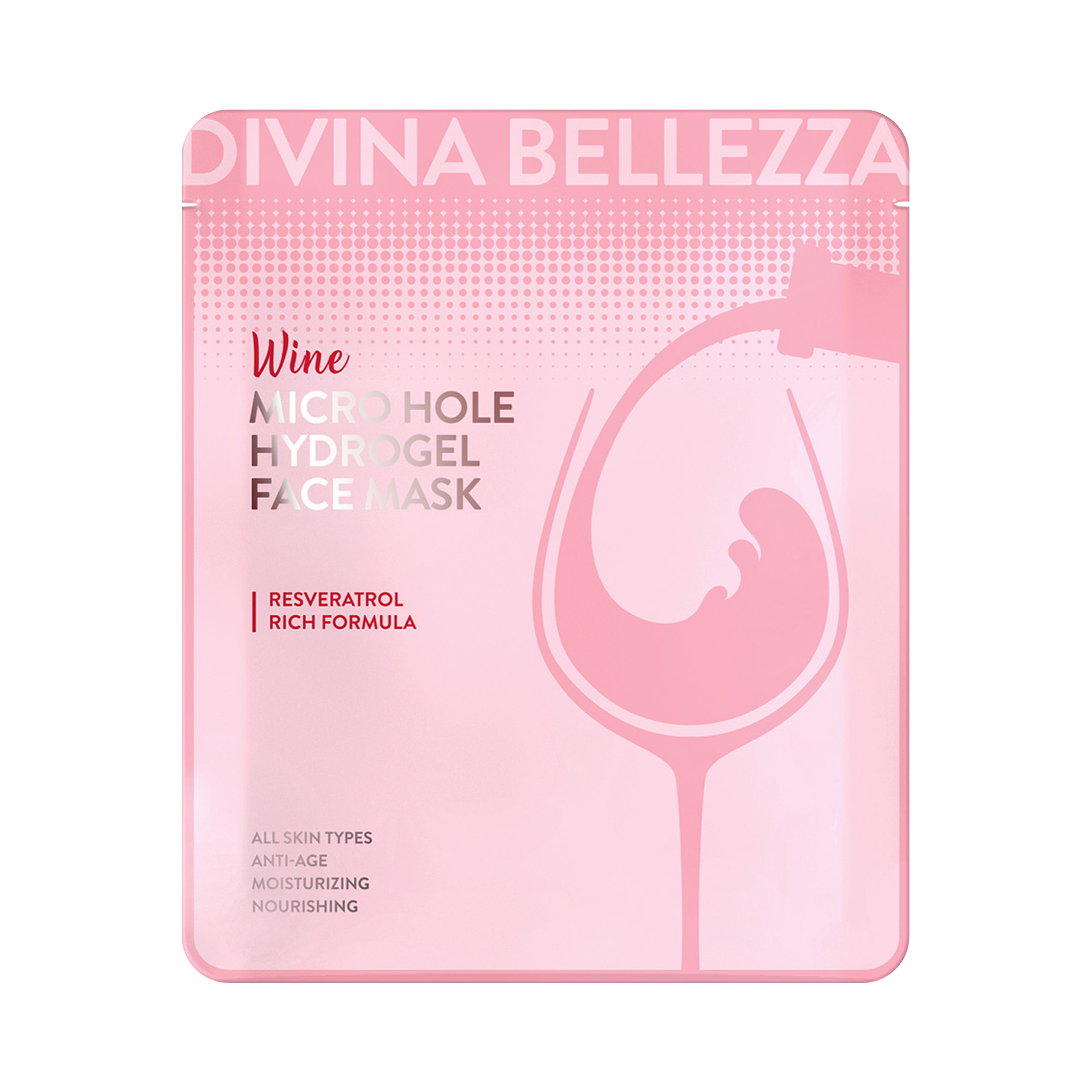 Маска для лица с экстрактом красного вина гидрогелевая с микроотверстиями